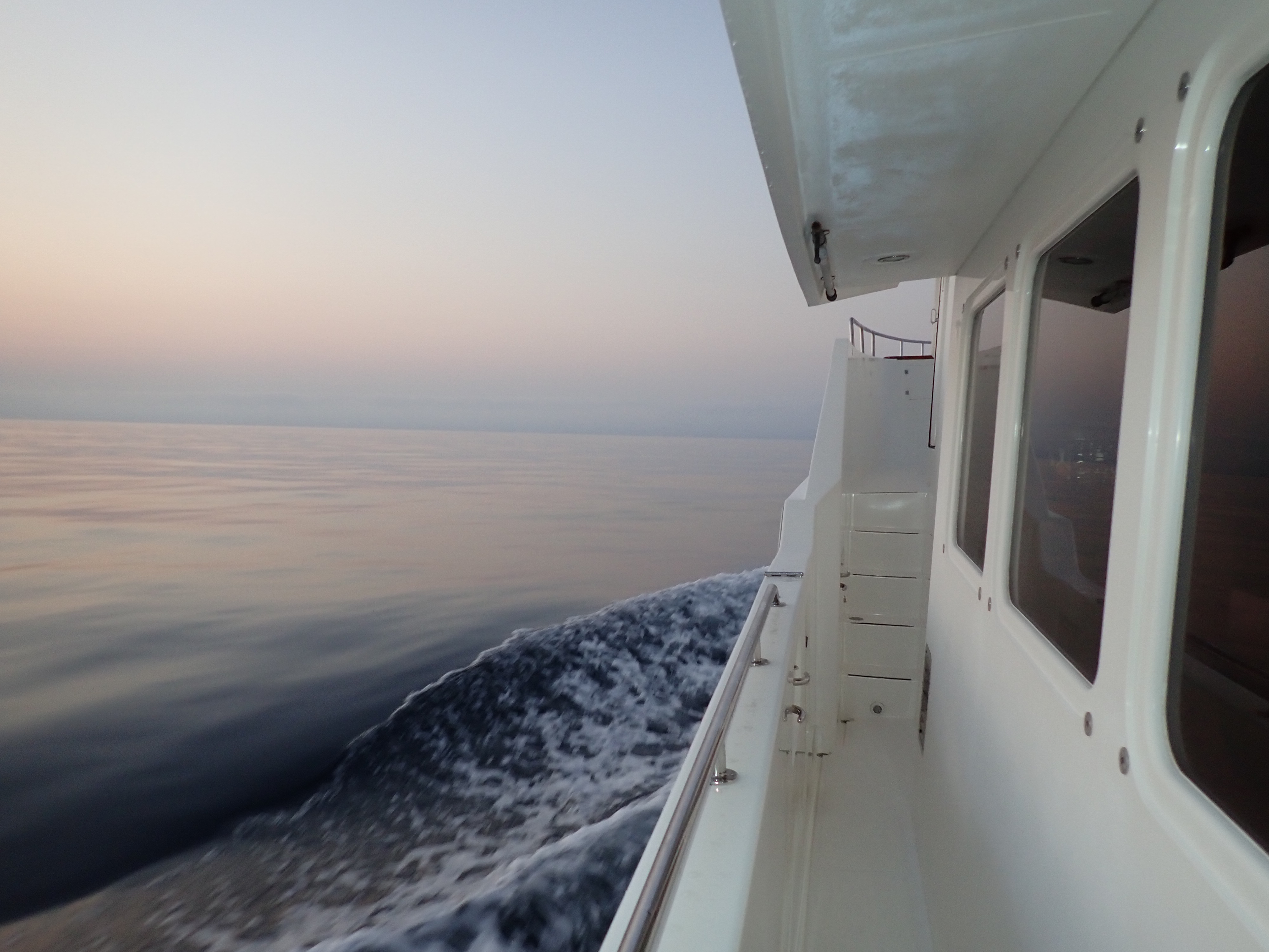 Ocean-going trawler cruising at sea