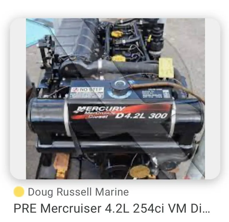 Mercury 4.2L 300 horsepower marine engine, labeled "No Step," on Stuart Angler boat.