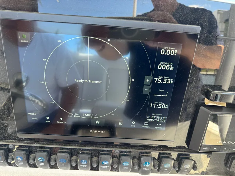 Garmin display on Sea Hunt Gamefish 25 boat, 2024 model.