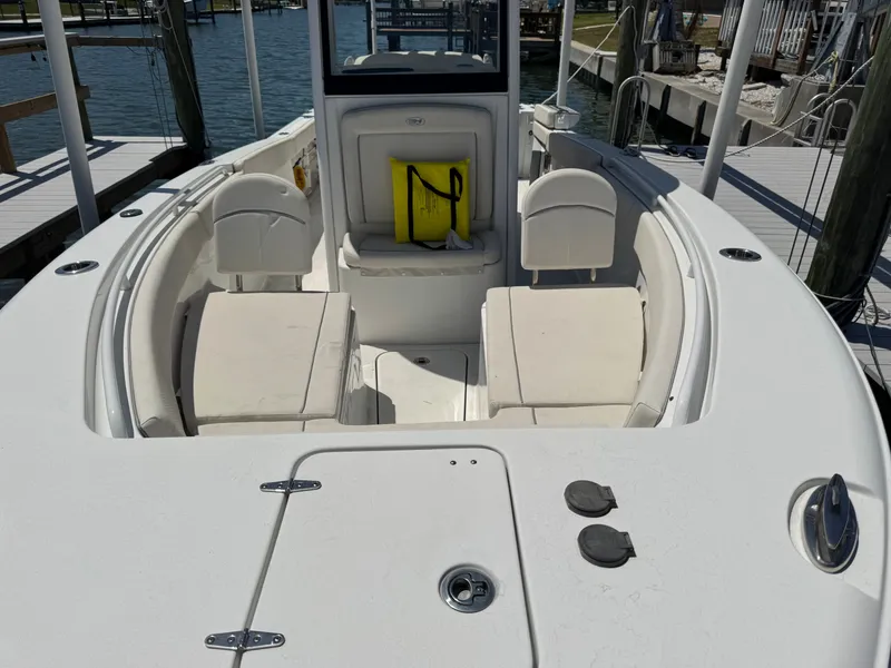 Interior of Sea Hunt Gamefish 25 boat, 2024 model.