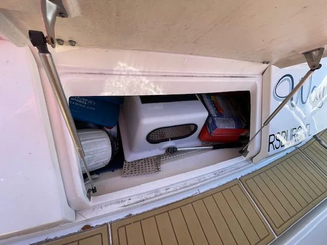 Storage compartment in 2016 Sea Ray 510 DA boat.