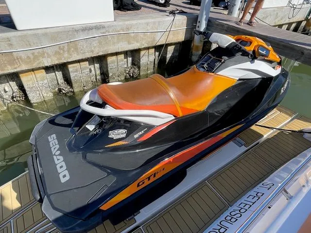 Sea-Doo GTI jet ski on a 2016 Sea Ray 510 DA.