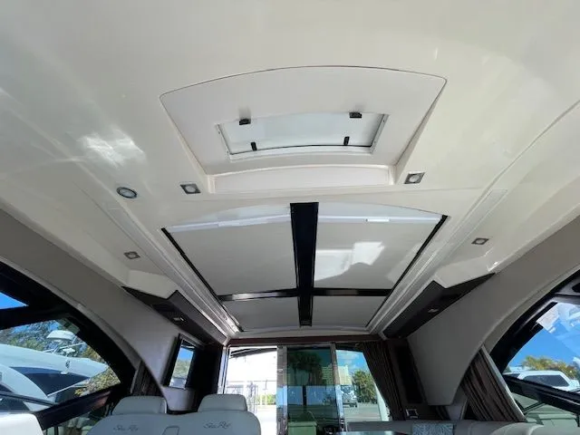 Interior of a 2016 Sea Ray 510 DA yacht with panoramic roof.
