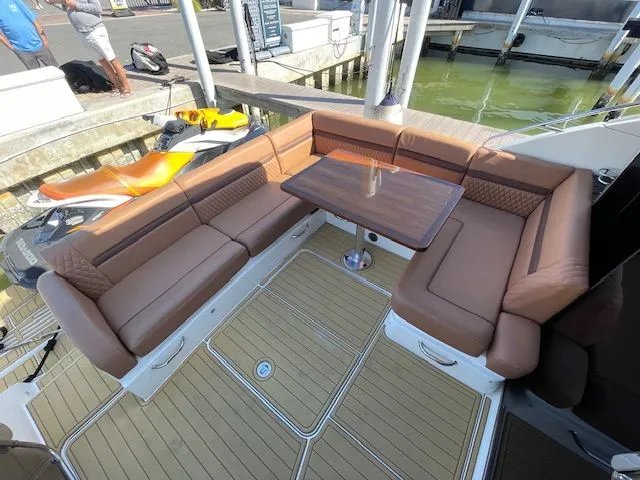 Luxurious seating area on a 2016 Sea Ray 510 DA yacht.