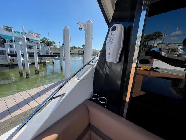 Interior view of a 2016 Sea Ray 510 DA yacht at dock.