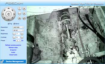 Drive shaft showing transmission coupling and packing gland