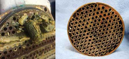 Before and after: plugged and unplugged cooling tubes